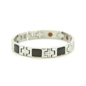Mens PURLIFE IMPACT NEGATIVE ION BRACELET Stainless steel & Carbon NEW